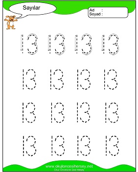 okul öncesi 1 sayısı çizgi çalışması